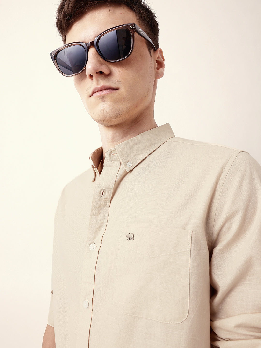 Men Casual Solid Button-Down Shirt
