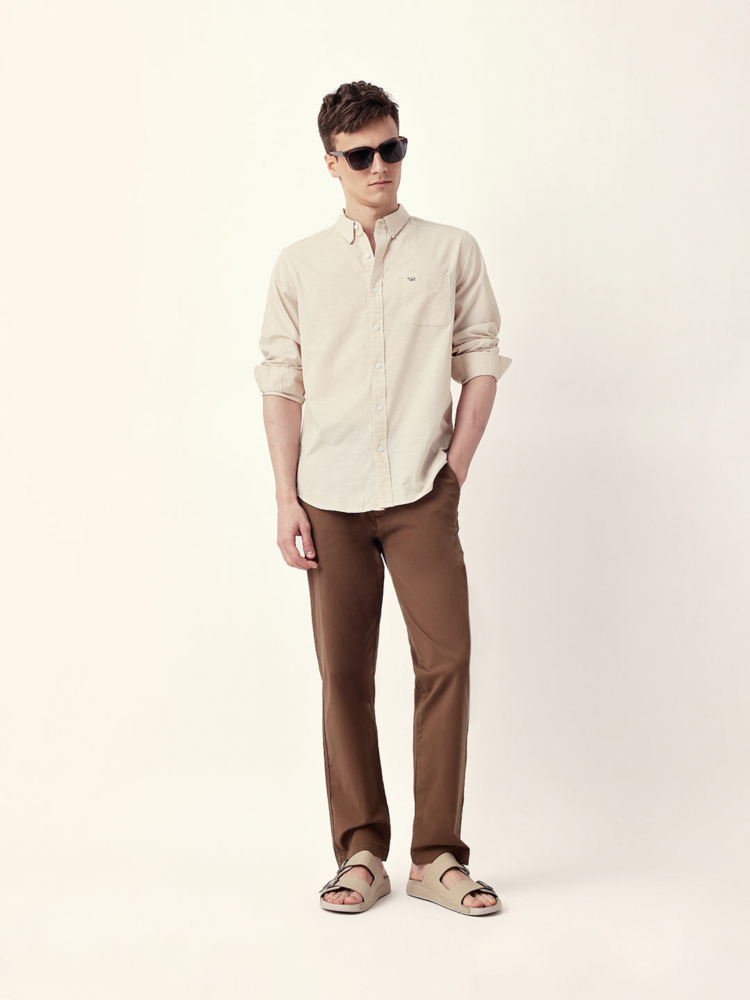 Men Casual Solid Button-Down Shirt