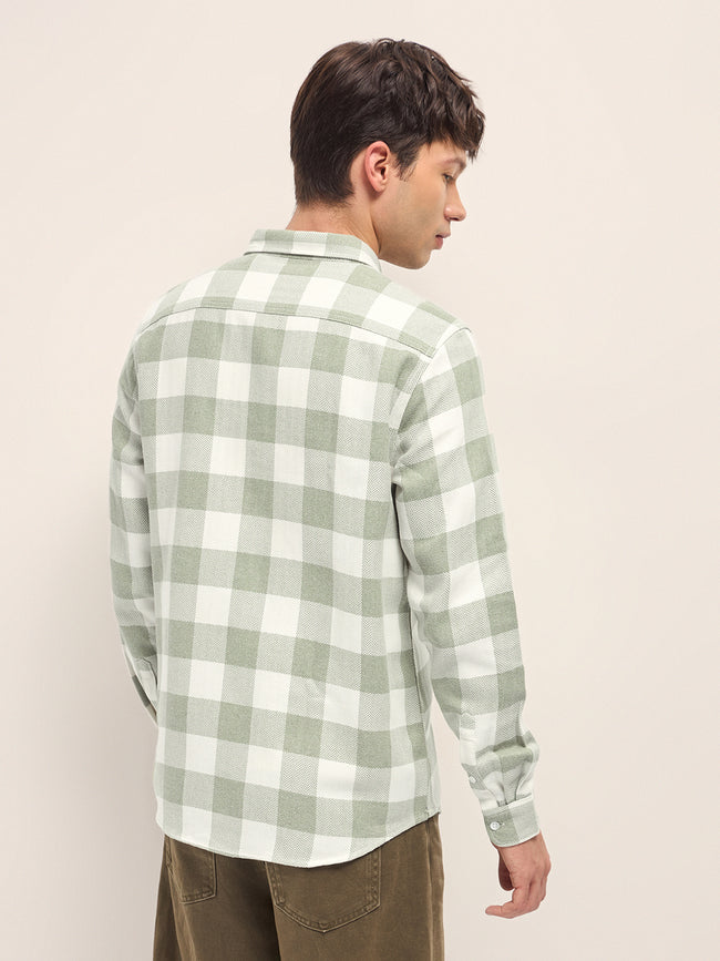 Men Cotton Checked Casual Shirt