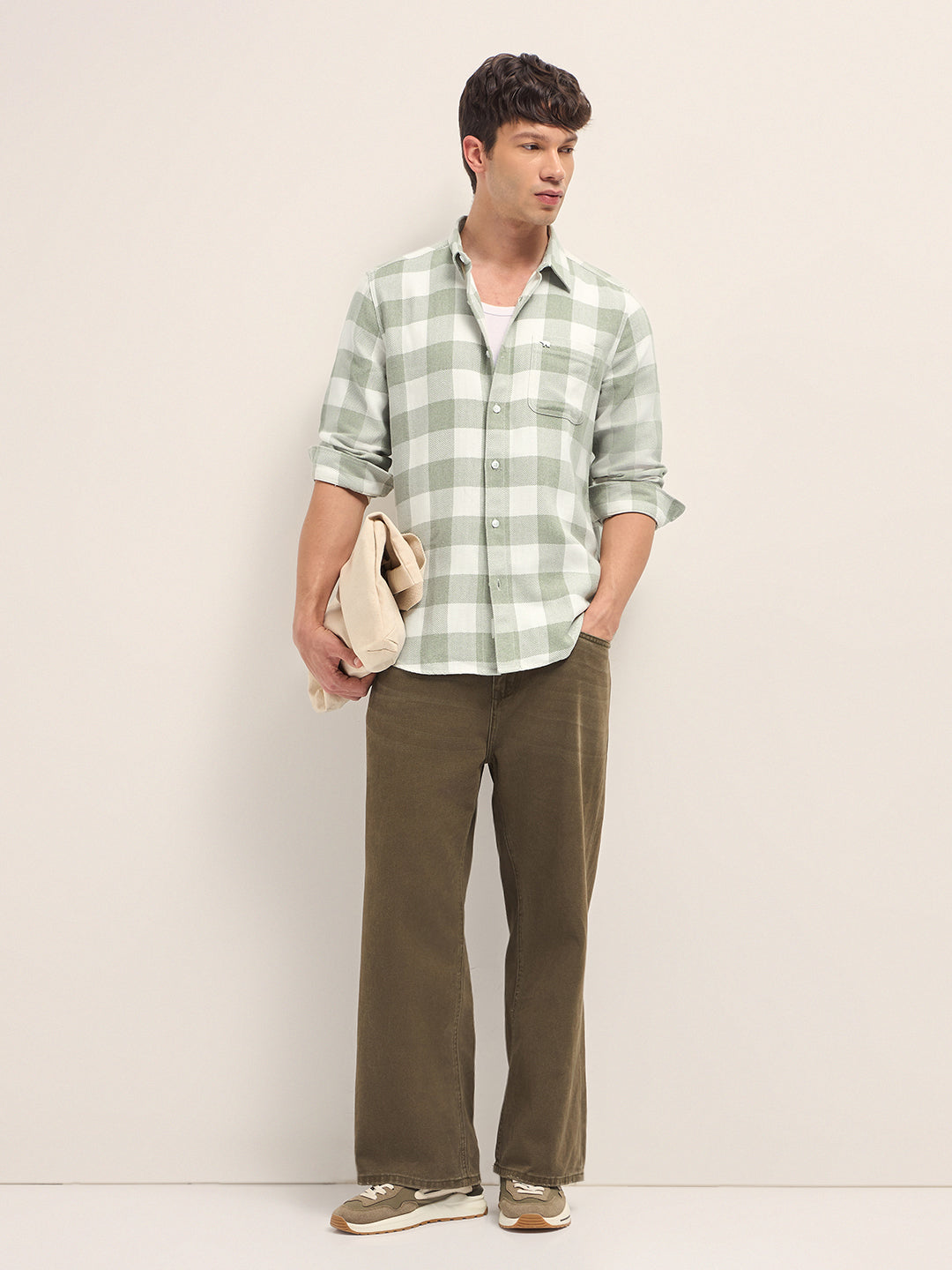 Men Cotton Checked Casual Shirt