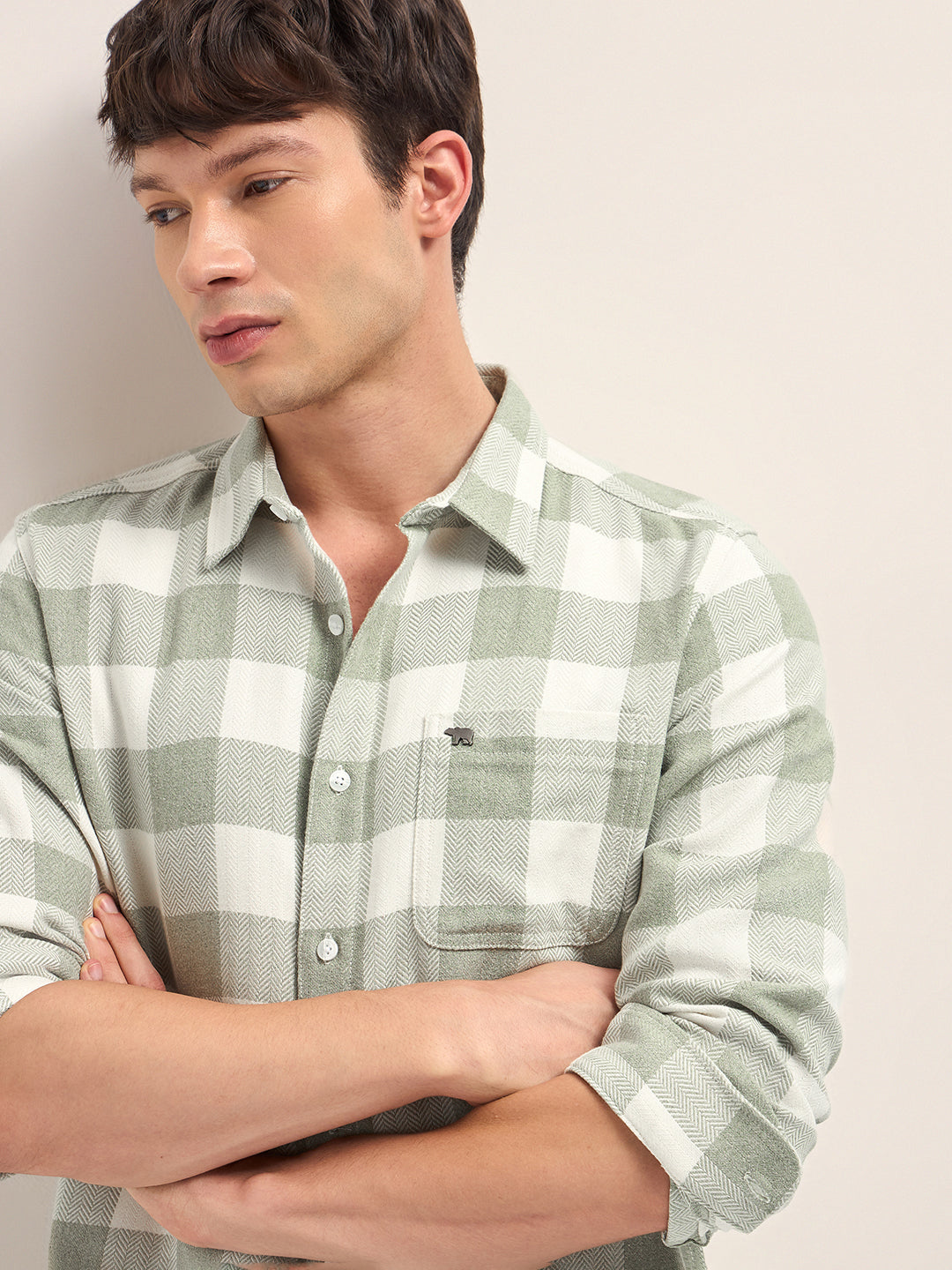 Men Cotton Checked Casual Shirt
