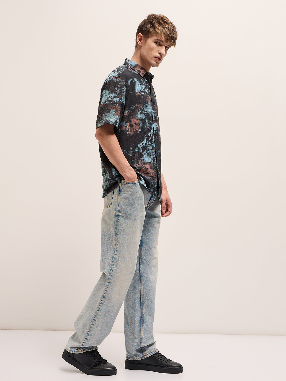 Men Multi-Color Abstract Digital Print Relax Fit Casual Shirt