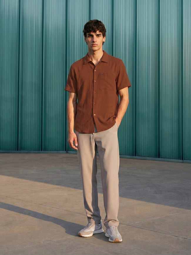Men Rust Casual Shirt