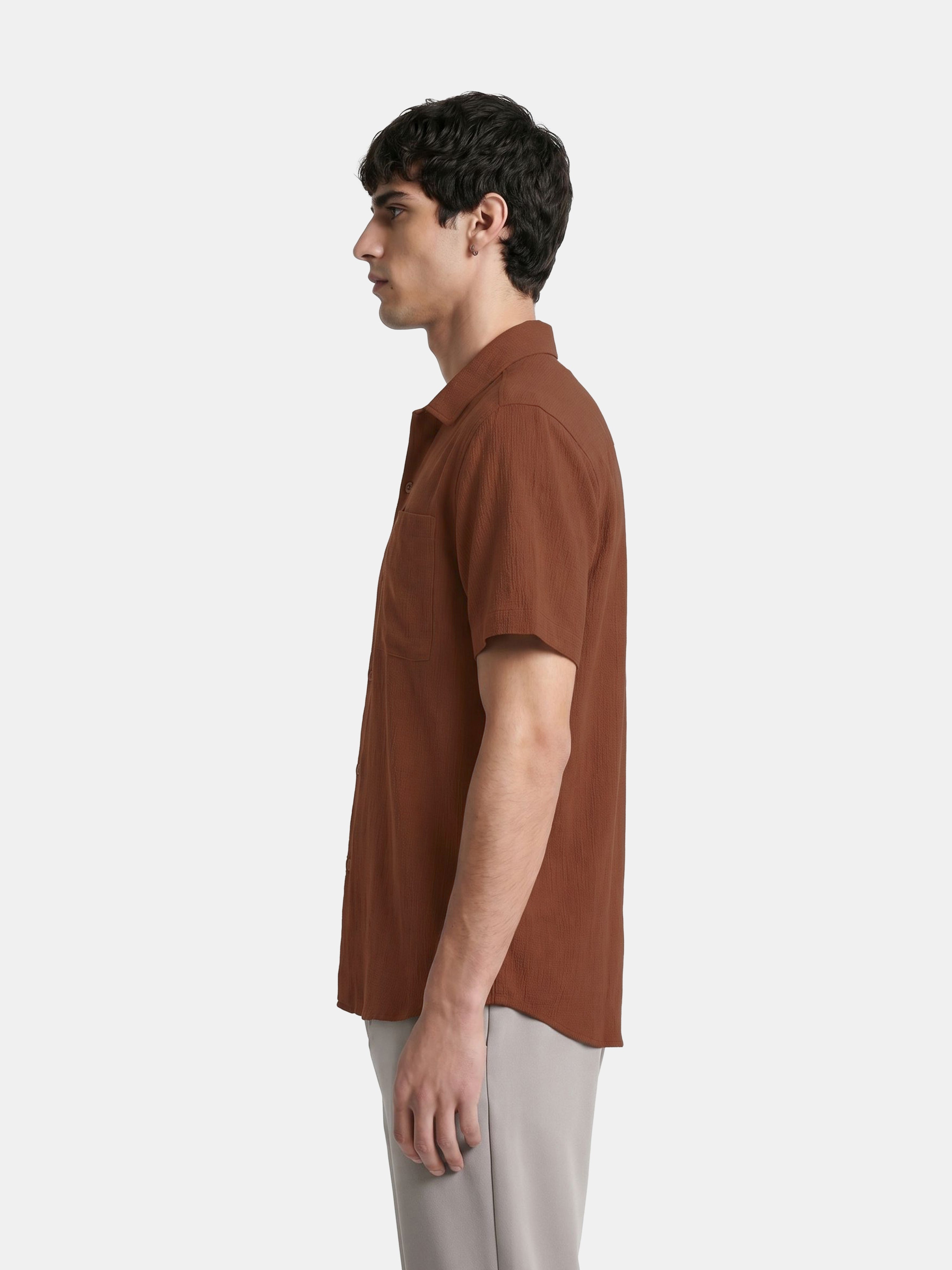 Men Rust Casual Shirt