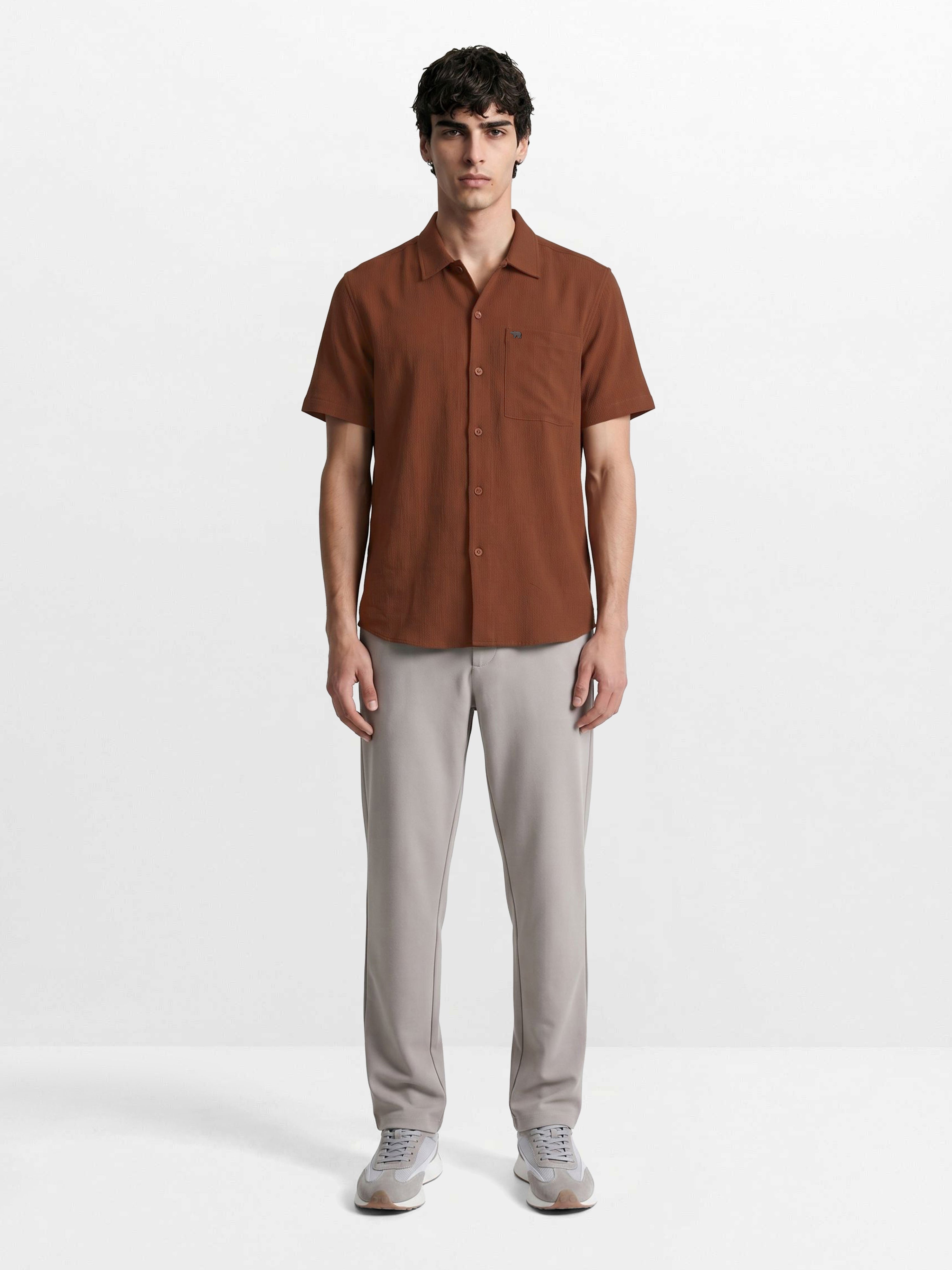 Men Rust Casual Shirt