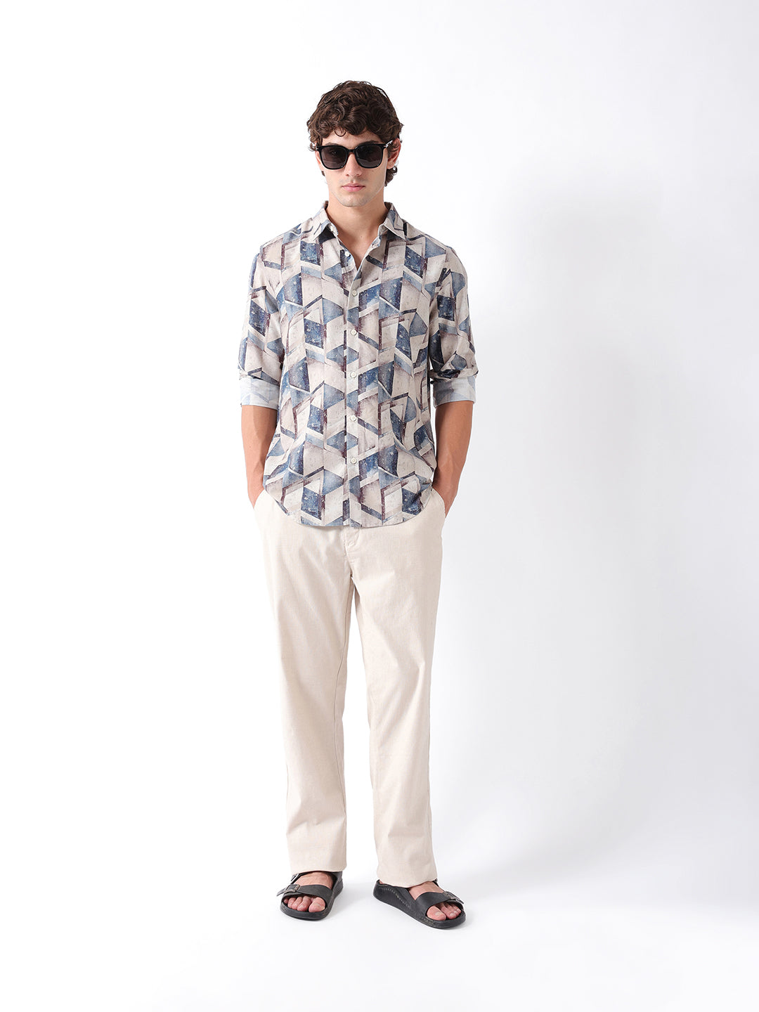 Men Blue Digital Printed Shirt