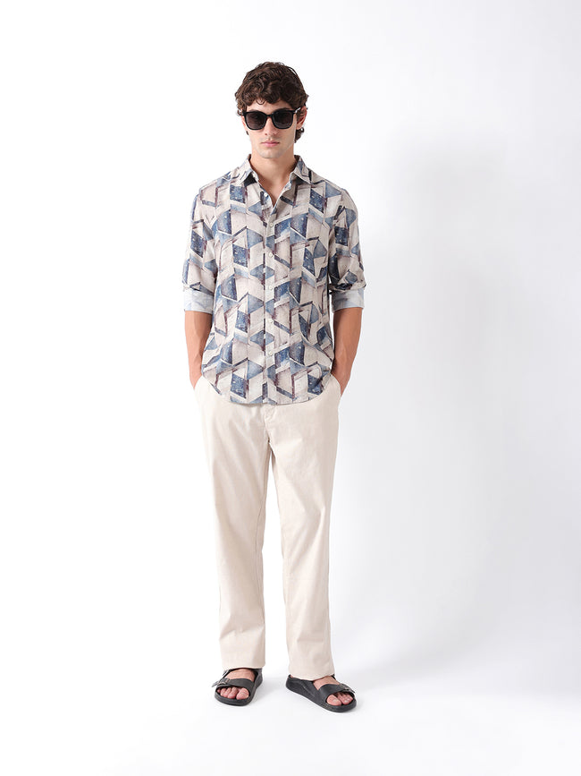 Men Blue Digital Printed Shirt