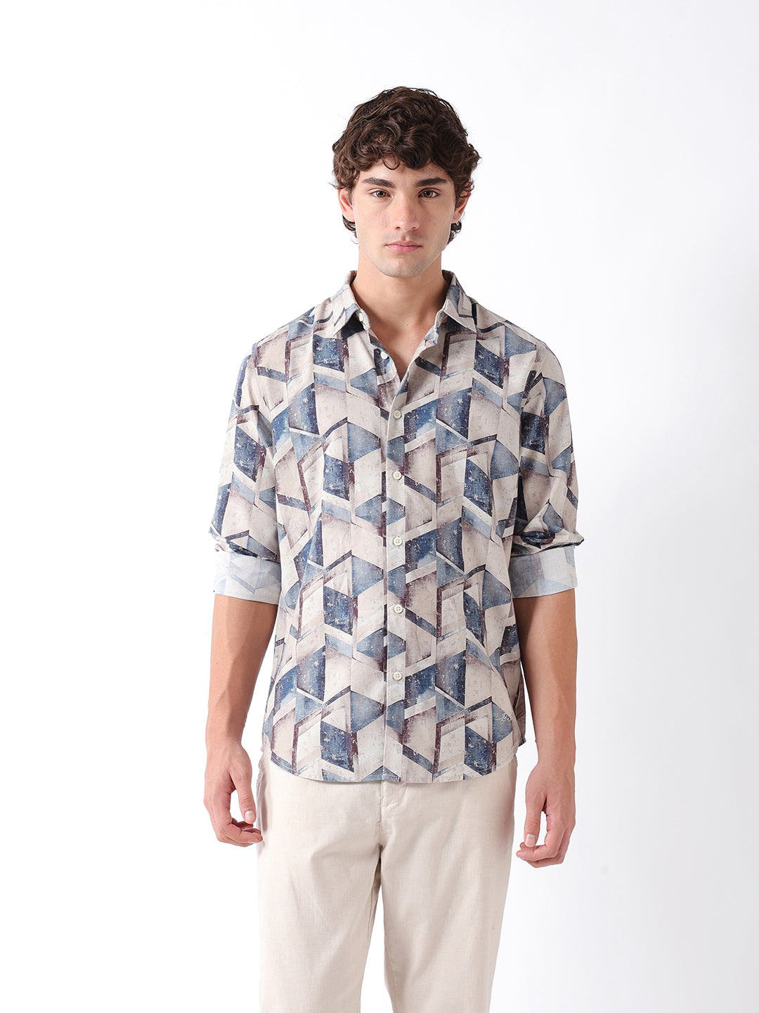 Men Blue Digital Printed Shirt