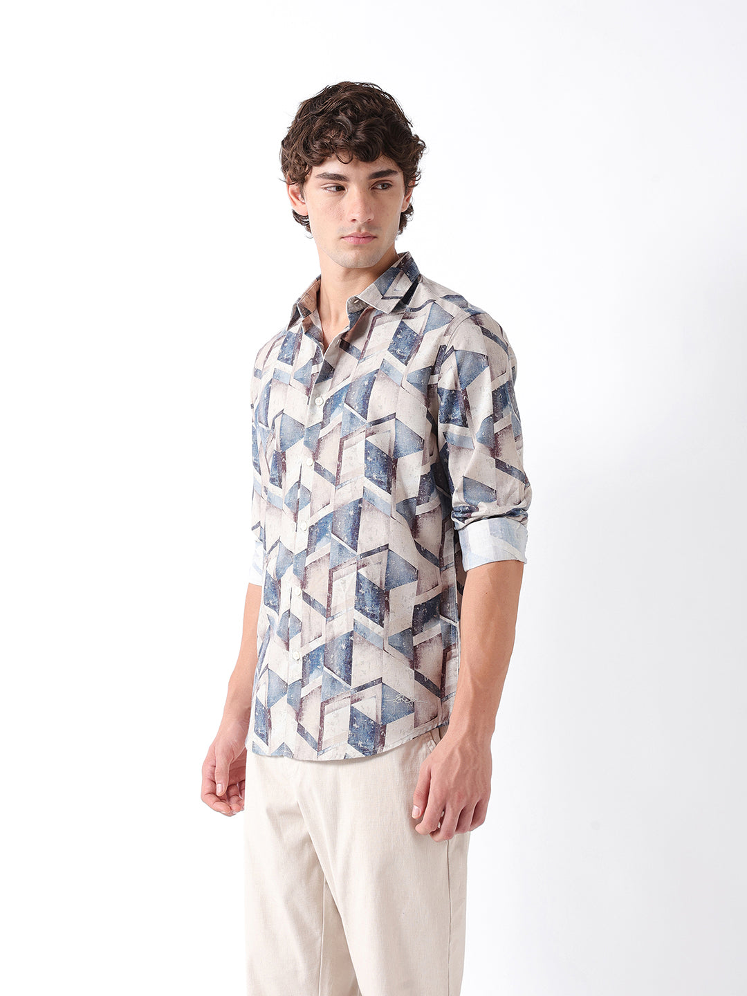 Men Blue Digital Printed Shirt