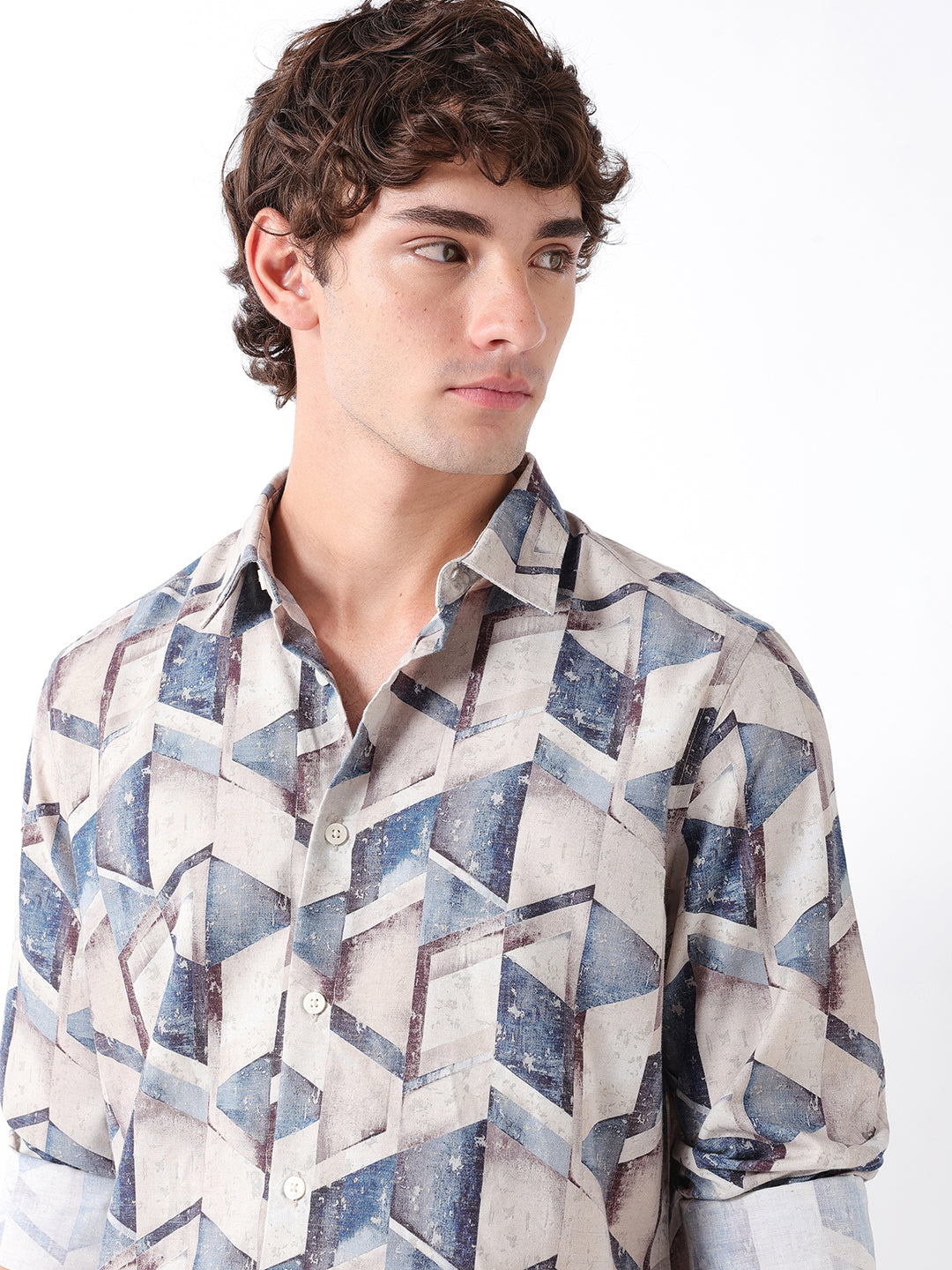 Men Blue Digital Printed Shirt