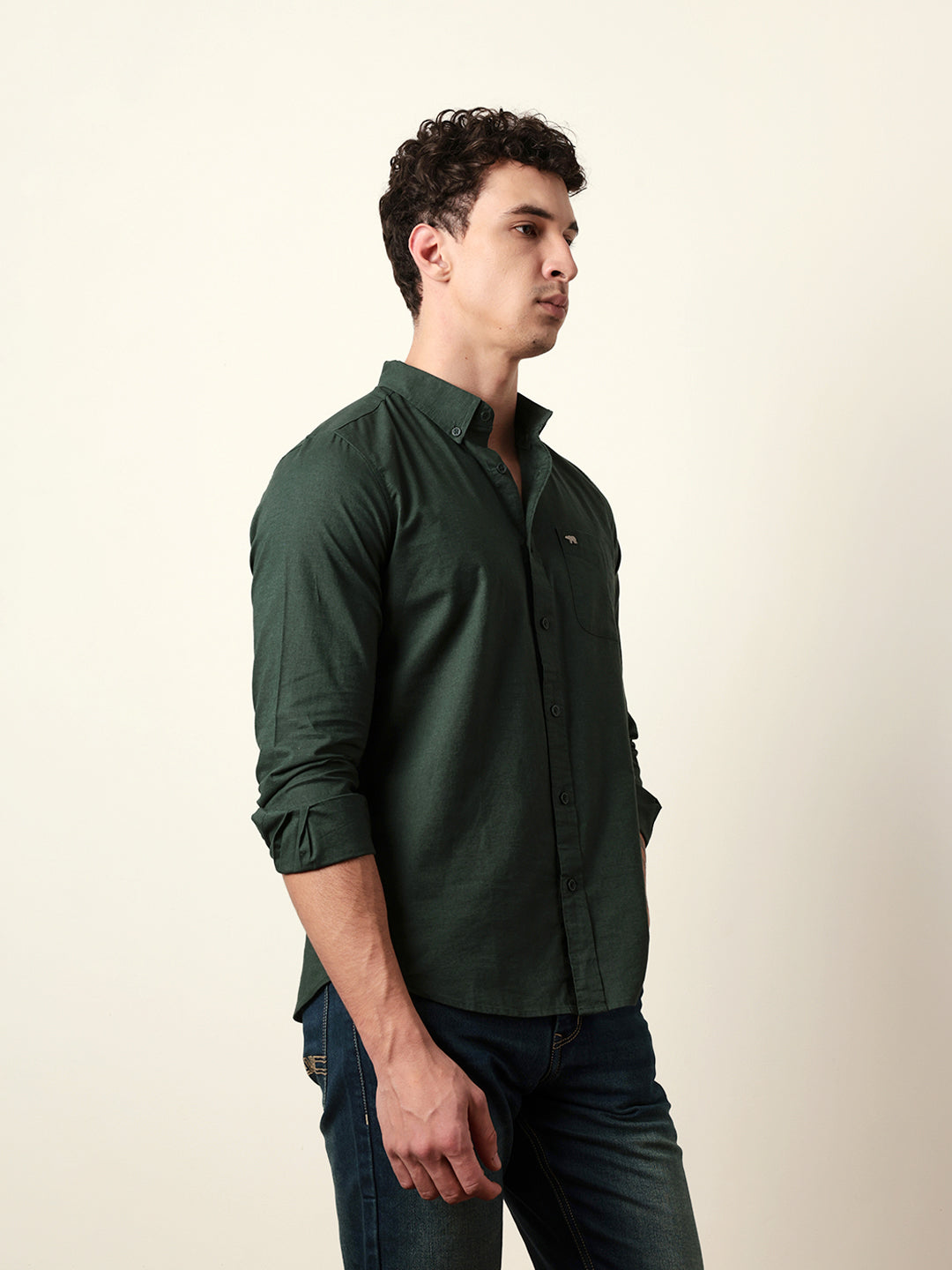 Men Solid Casual Full-Sleeve Shirt