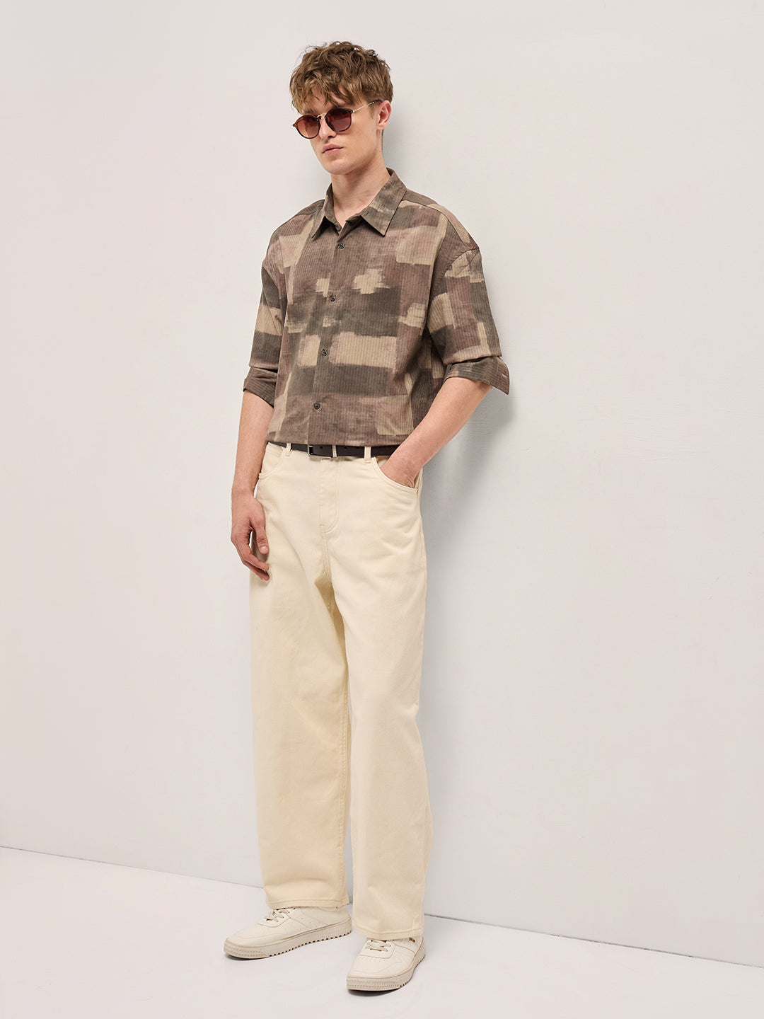 Men Brown Printed Relax Fit Casual shirt