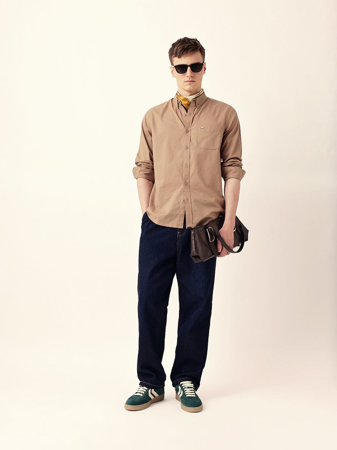 Men Casual Solid Oxford Shirt