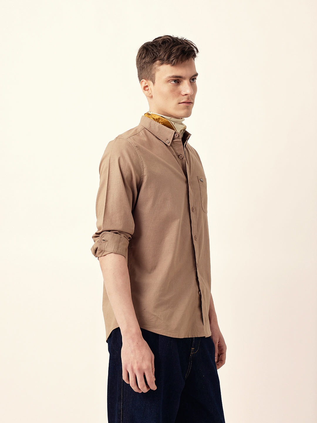 Men Casual Solid Oxford Shirt