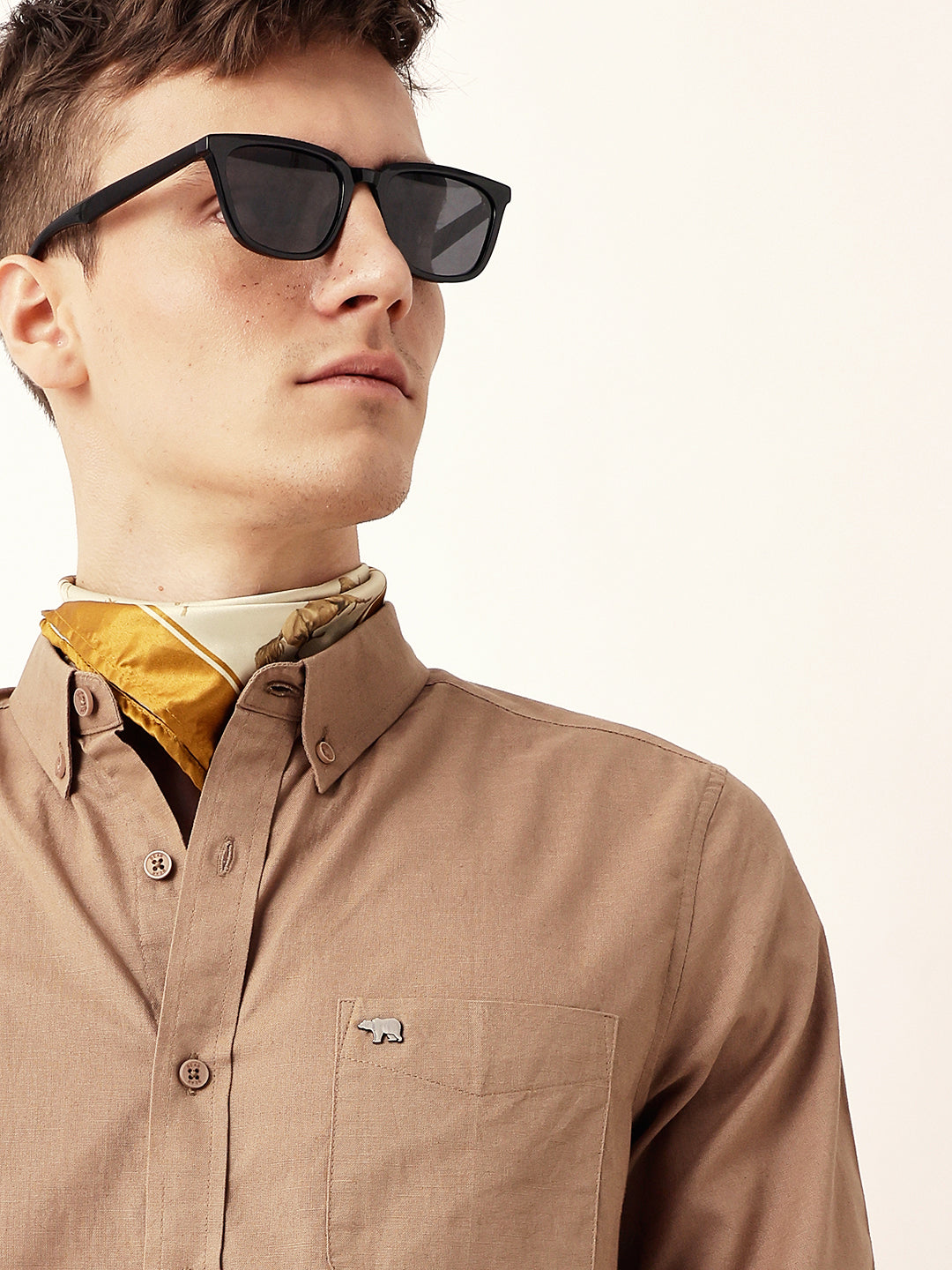 Men Casual Solid Oxford Shirt