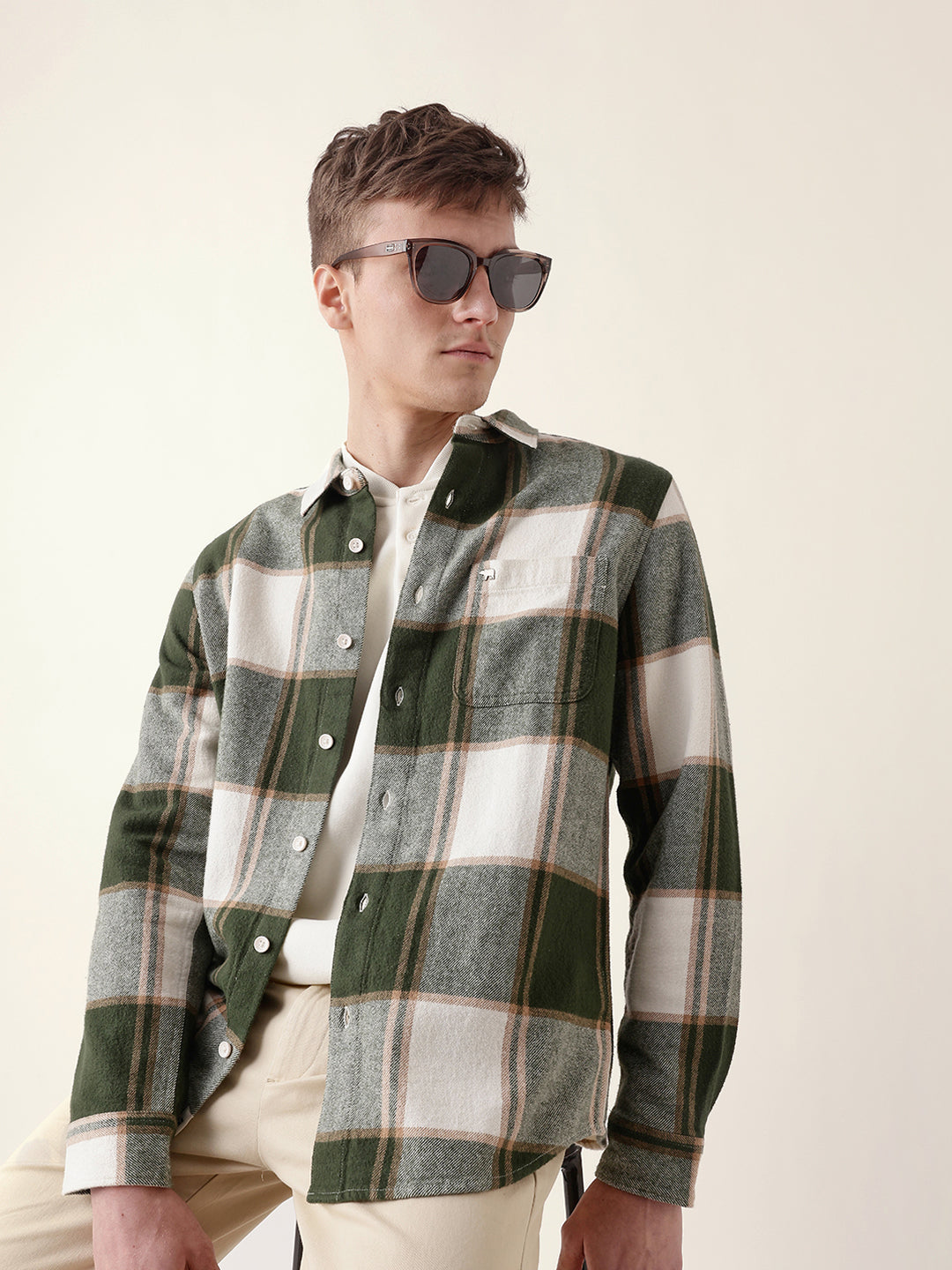 Men Casual Plaid Flannel Shirt