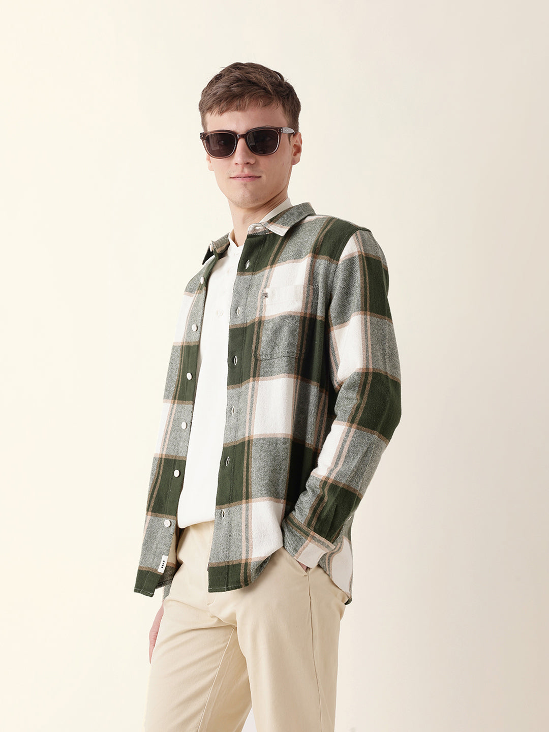 Men Casual Plaid Flannel Shirt