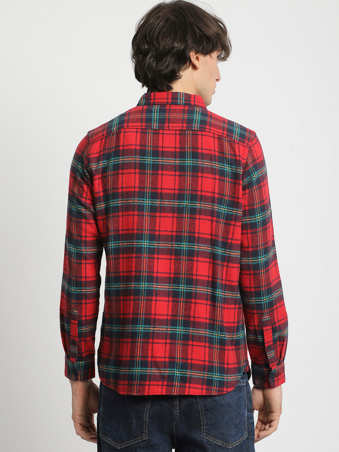 Men  Multicolored Slim Fit Checked Button Down Collar Casual Shirt