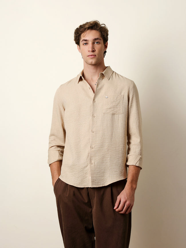 Men Solid Casual Full-Sleeve Shirt