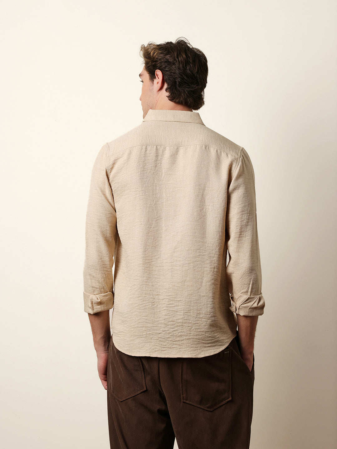 Men Solid Casual Full-Sleeve Shirt