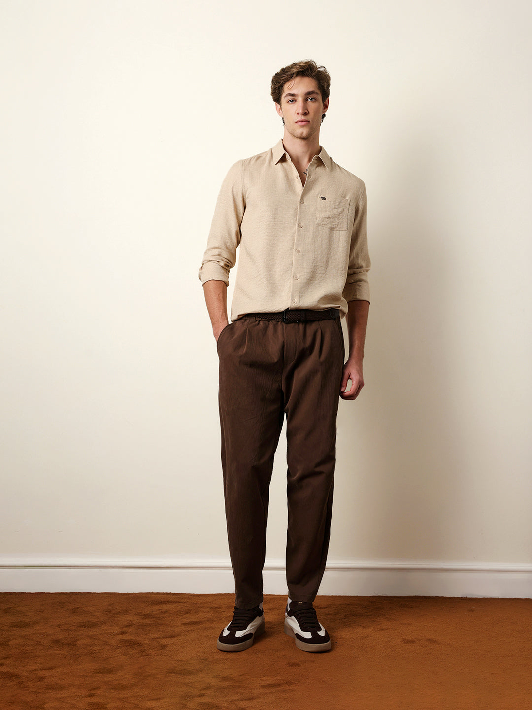 Men Solid Casual Full-Sleeve Shirt