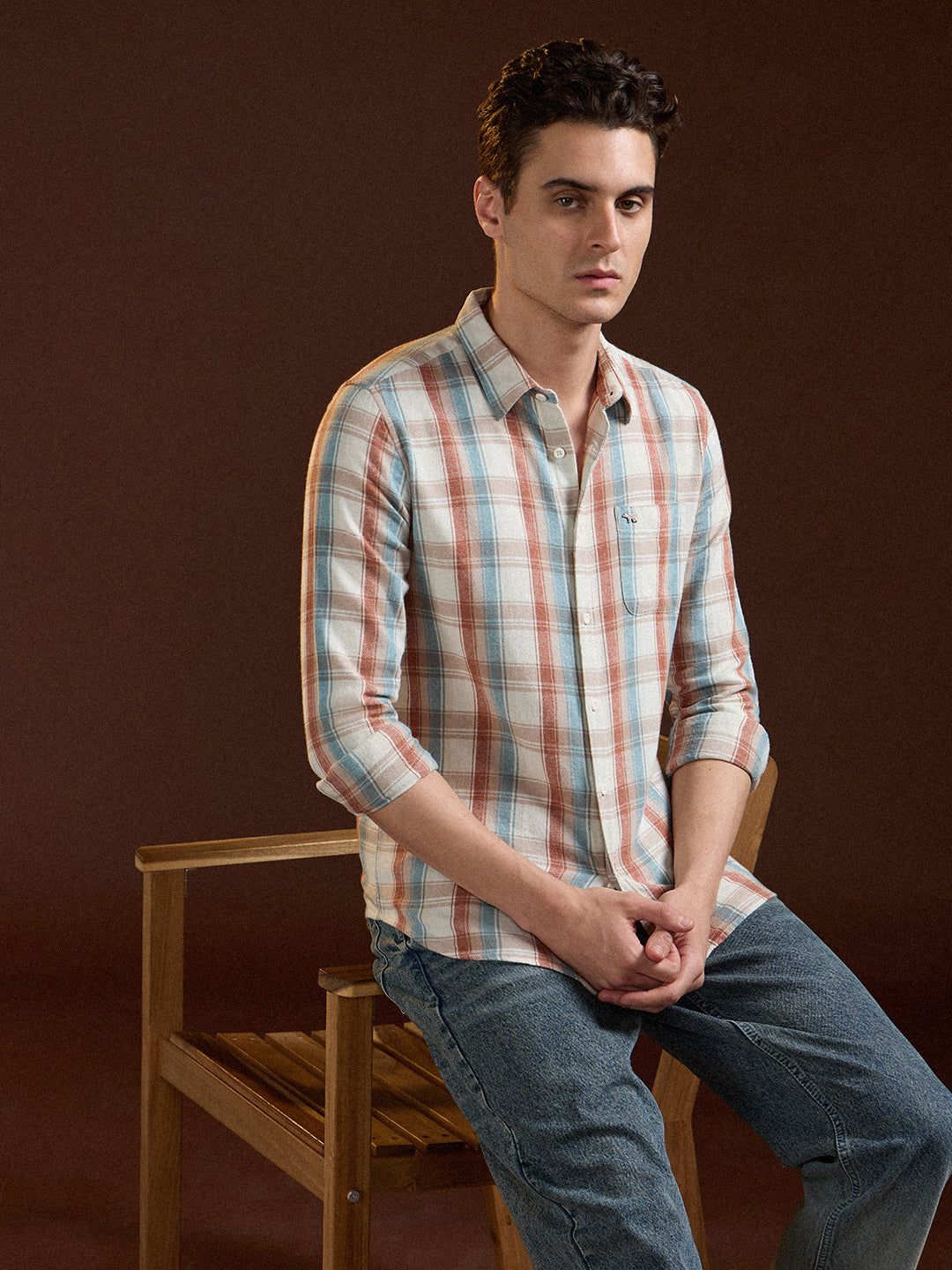 Men Multi-Color Checkered Slim Fit Casual Shirt