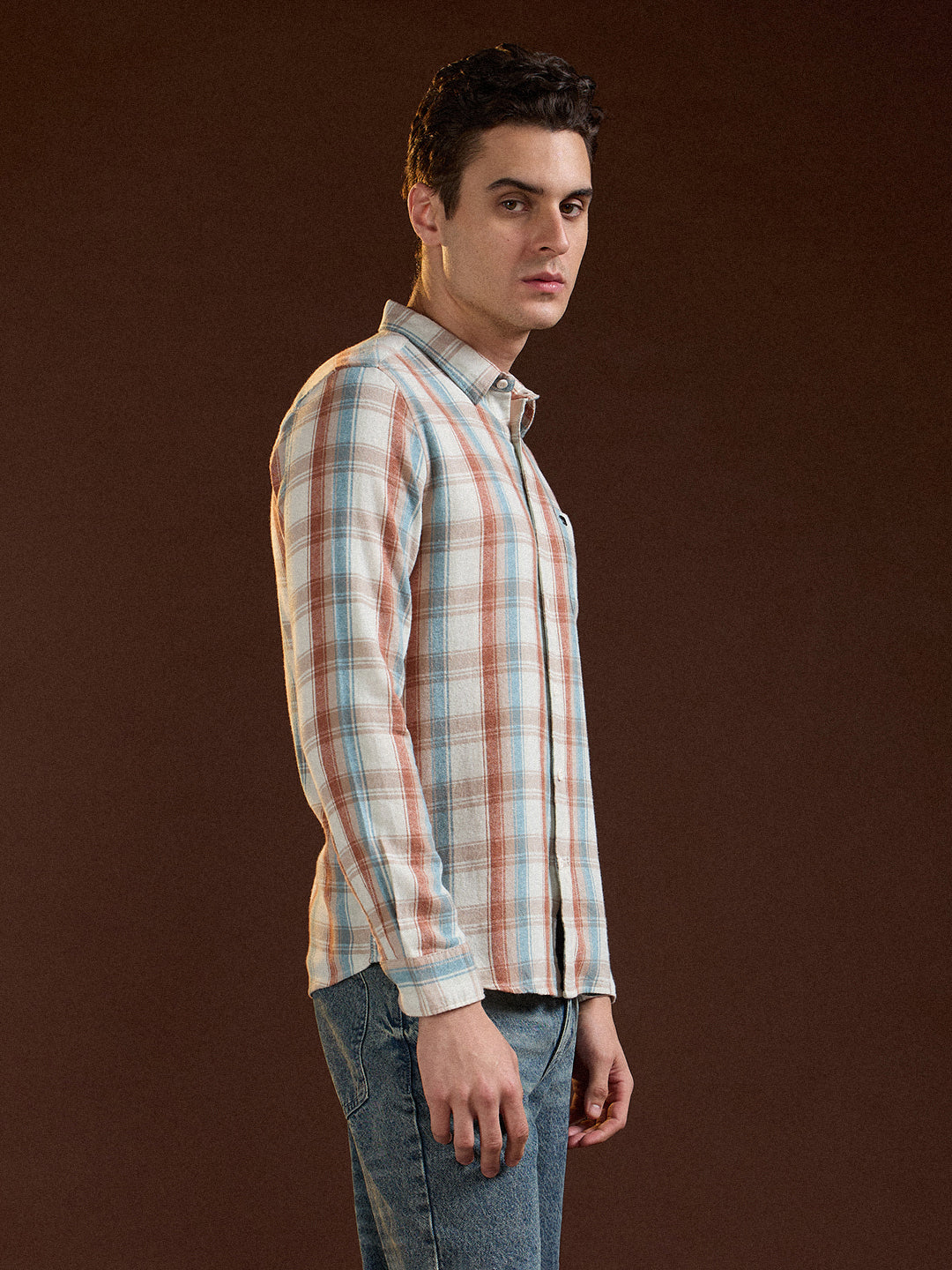 Men Multi-Color Checkered Slim Fit Casual Shirt