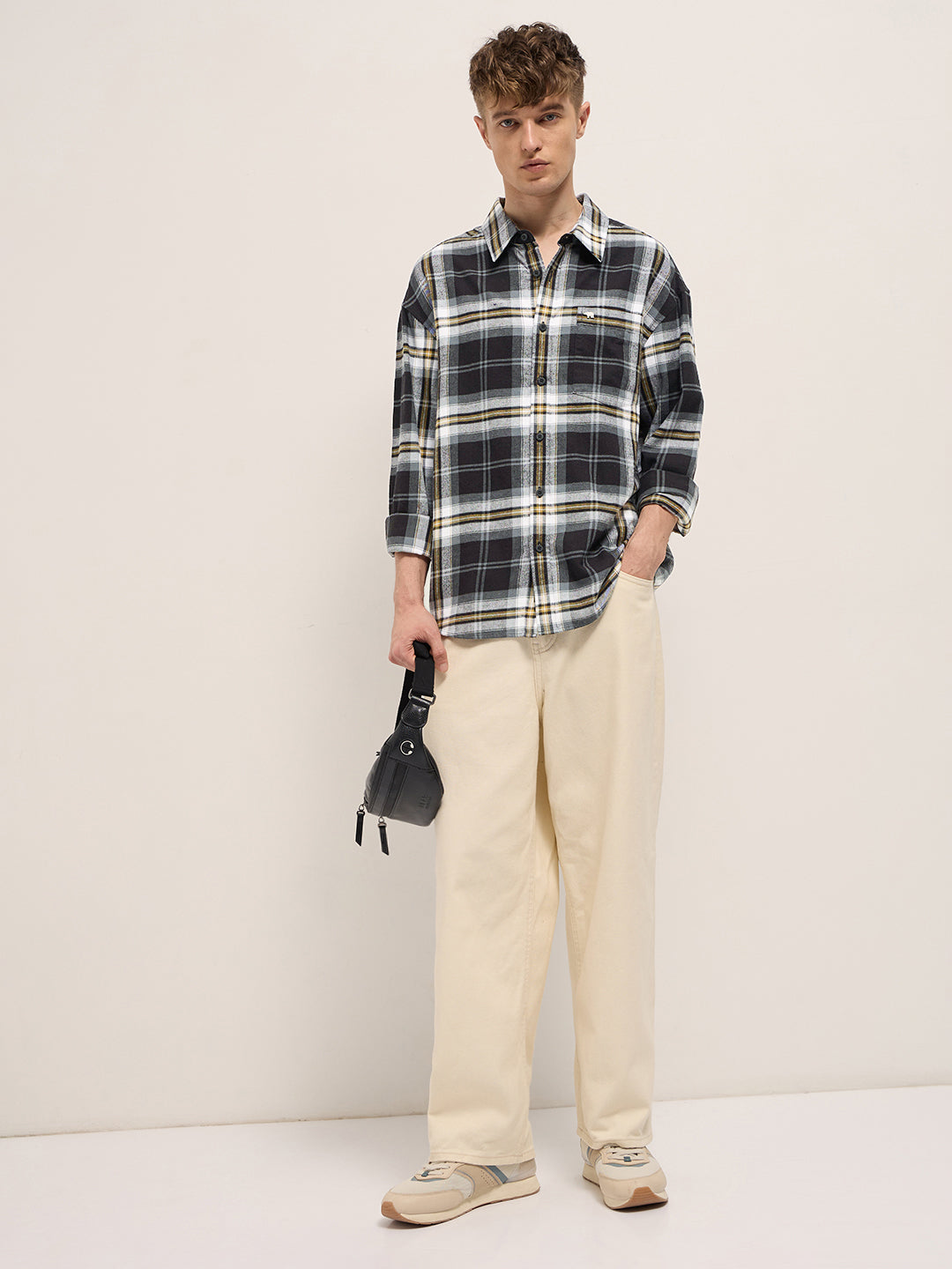 Men Multicolor Flannel Checkered Relaxed Fit Overshirt