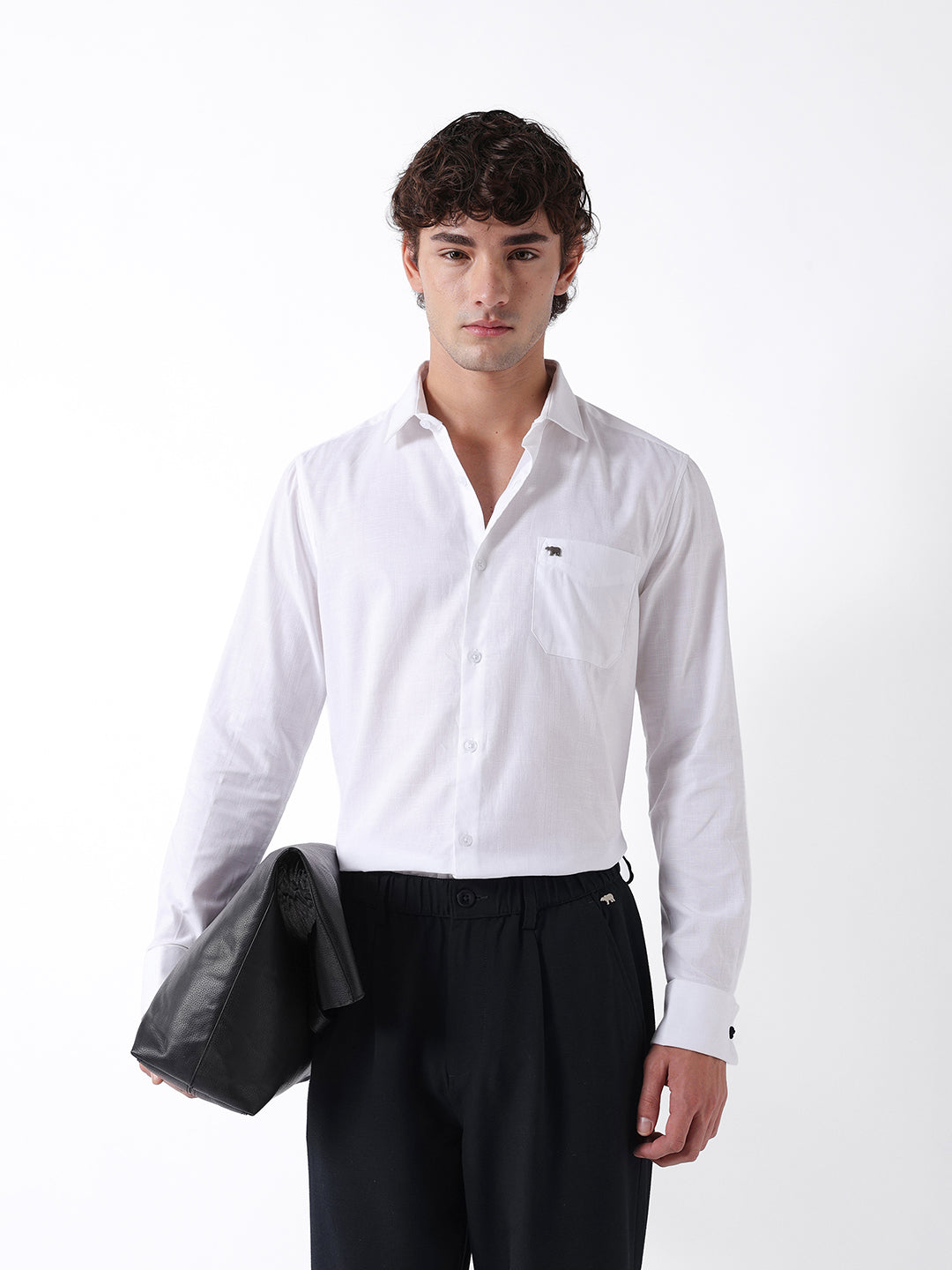 Men White Cotton Shirt
