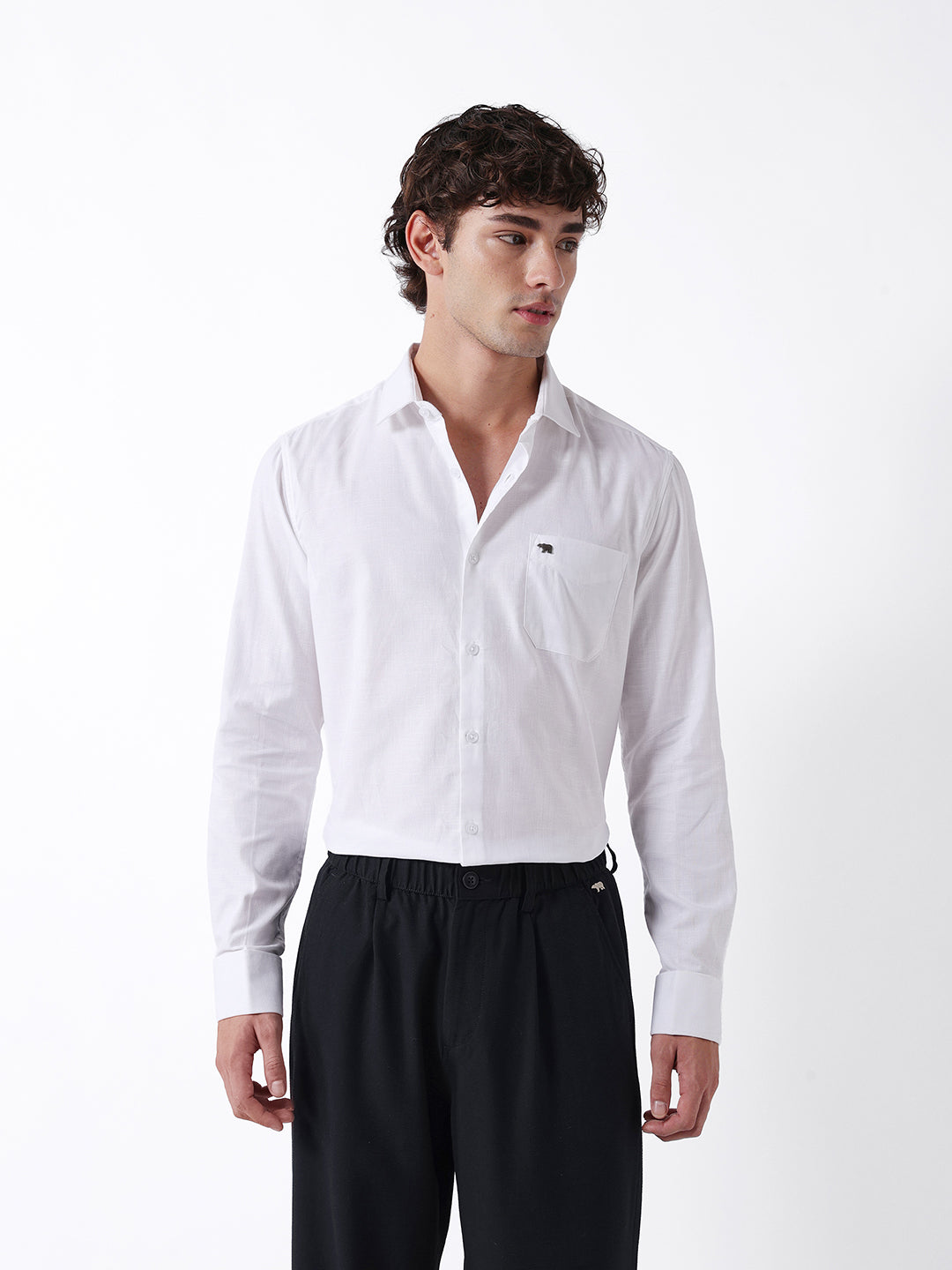 Men White Cotton Shirt