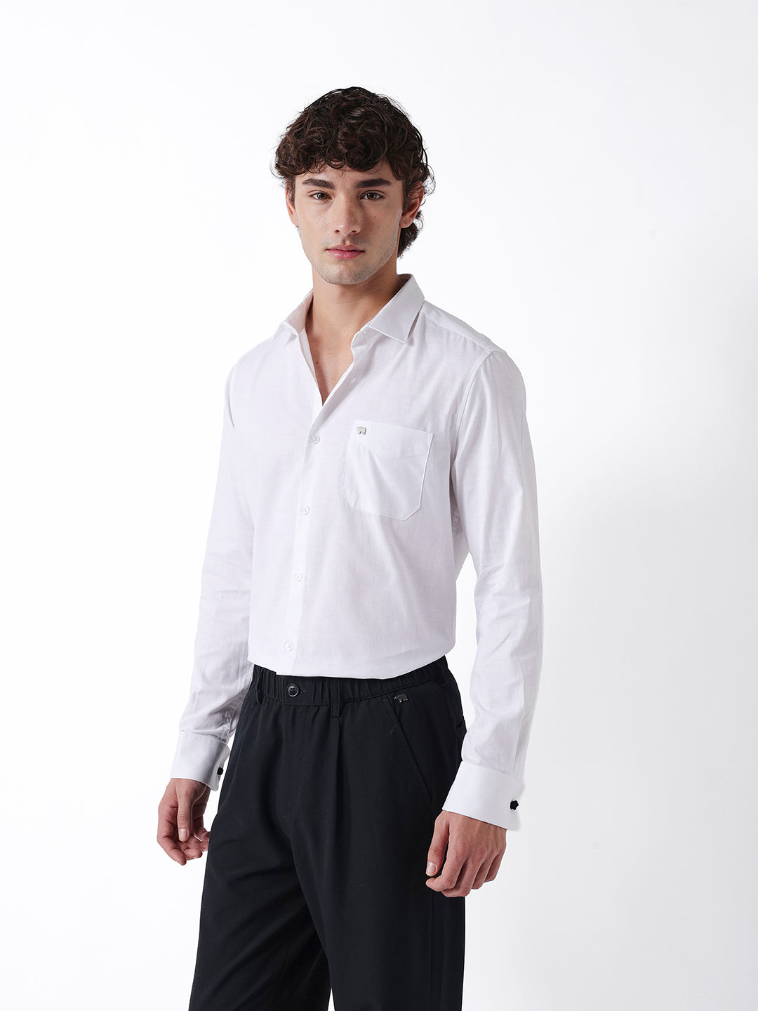 Men White Cotton Shirt