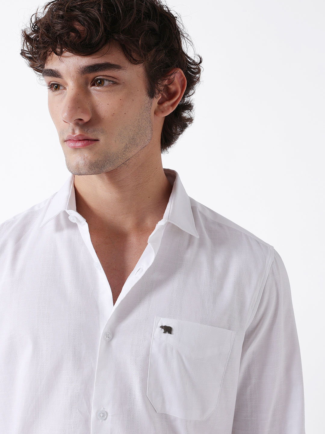 Men White Cotton Shirt