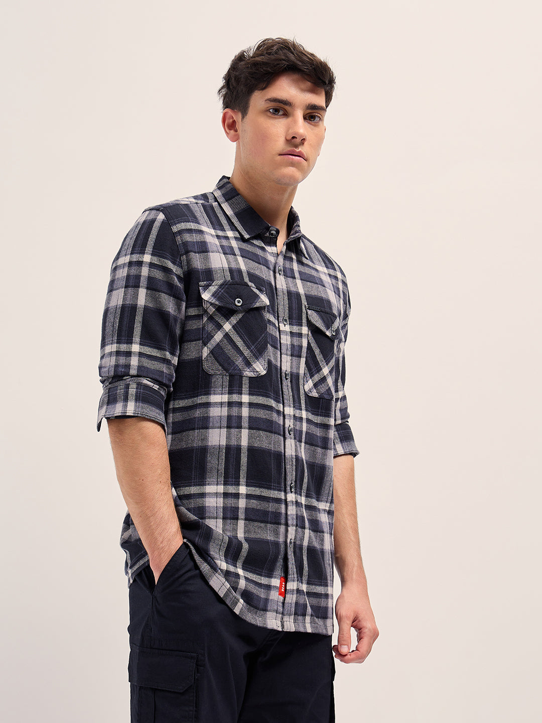 Men Multi-Color Checked Slim Fit Casual Shirt