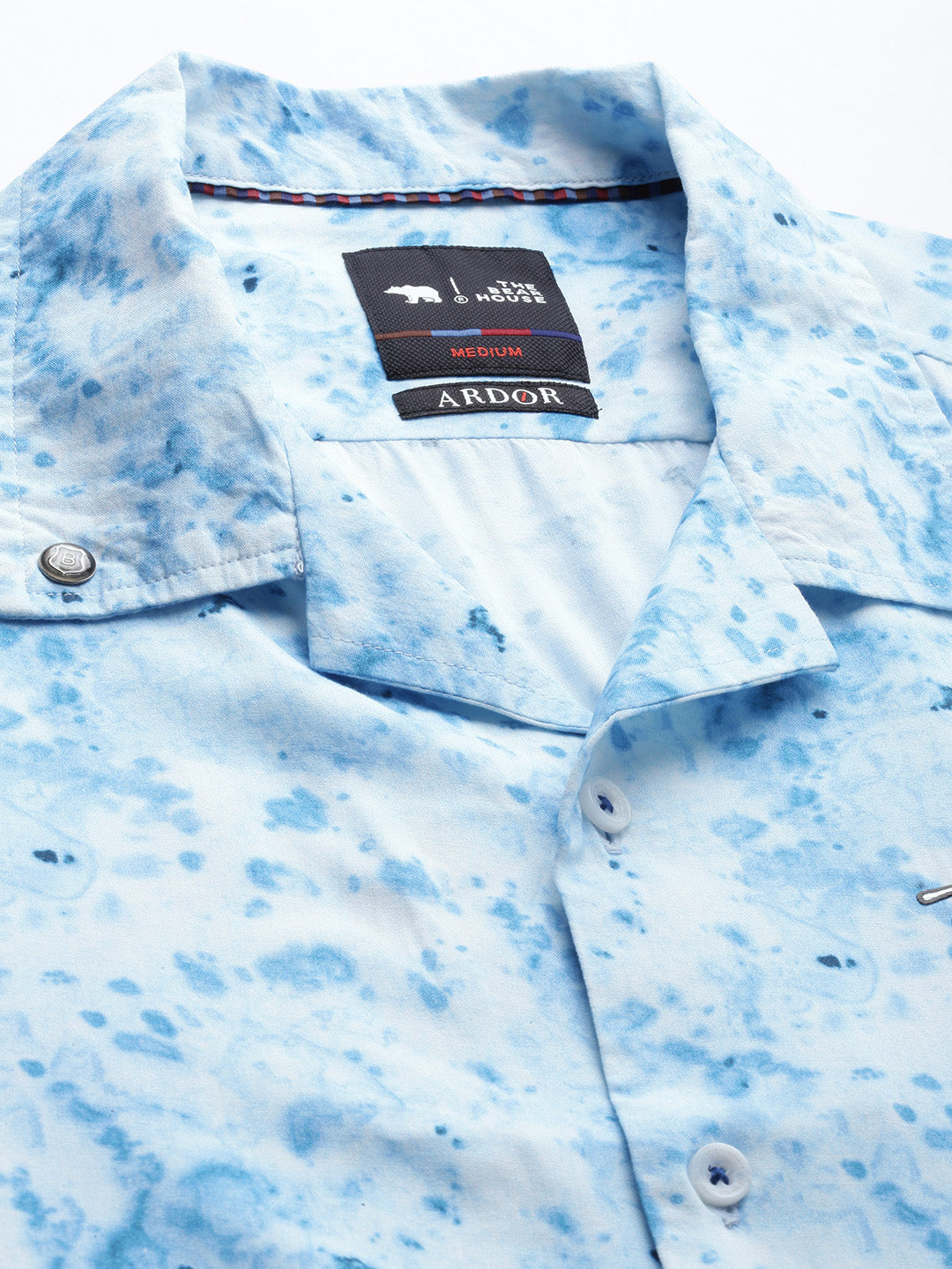 Men Ardor Edition Blue and White Abstract Printed Regular Fit Party Shirt