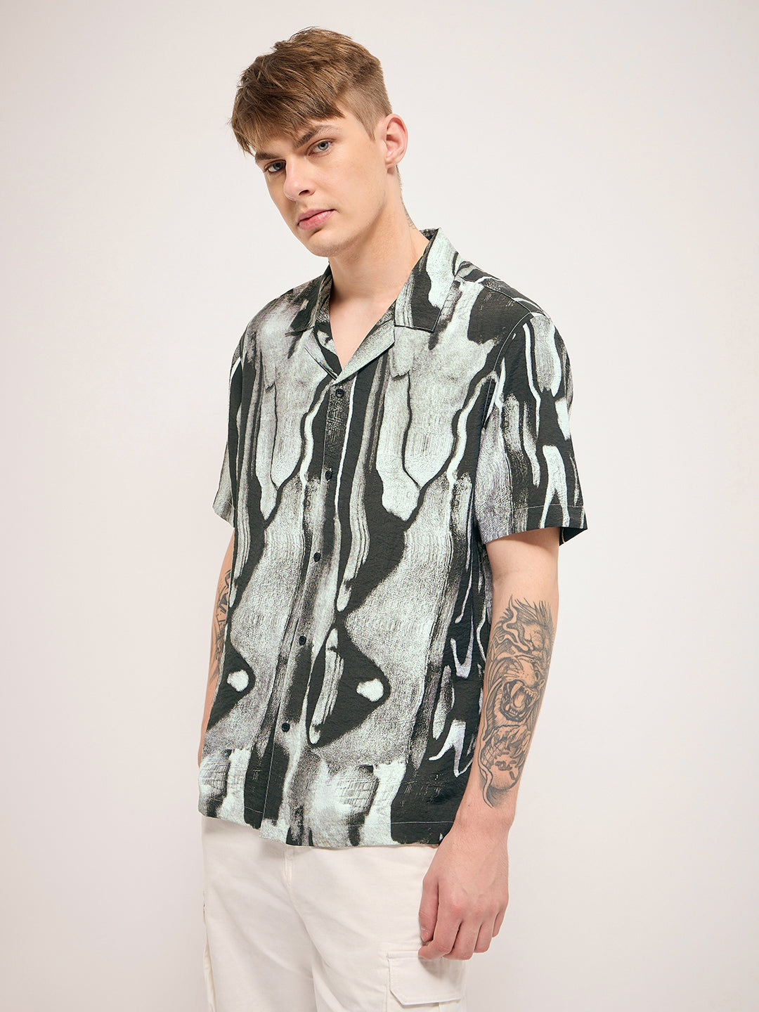 Men Multi-Color Abstract Print Regular Fit Casual Shirt