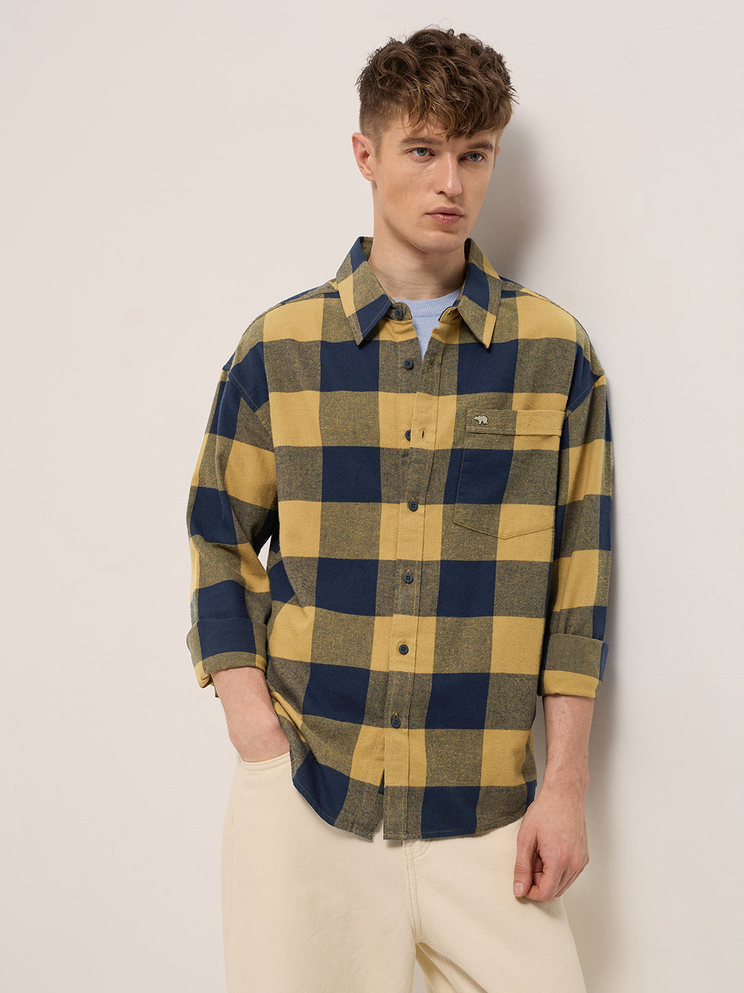 Men Yellow Relax Fit Overshirt