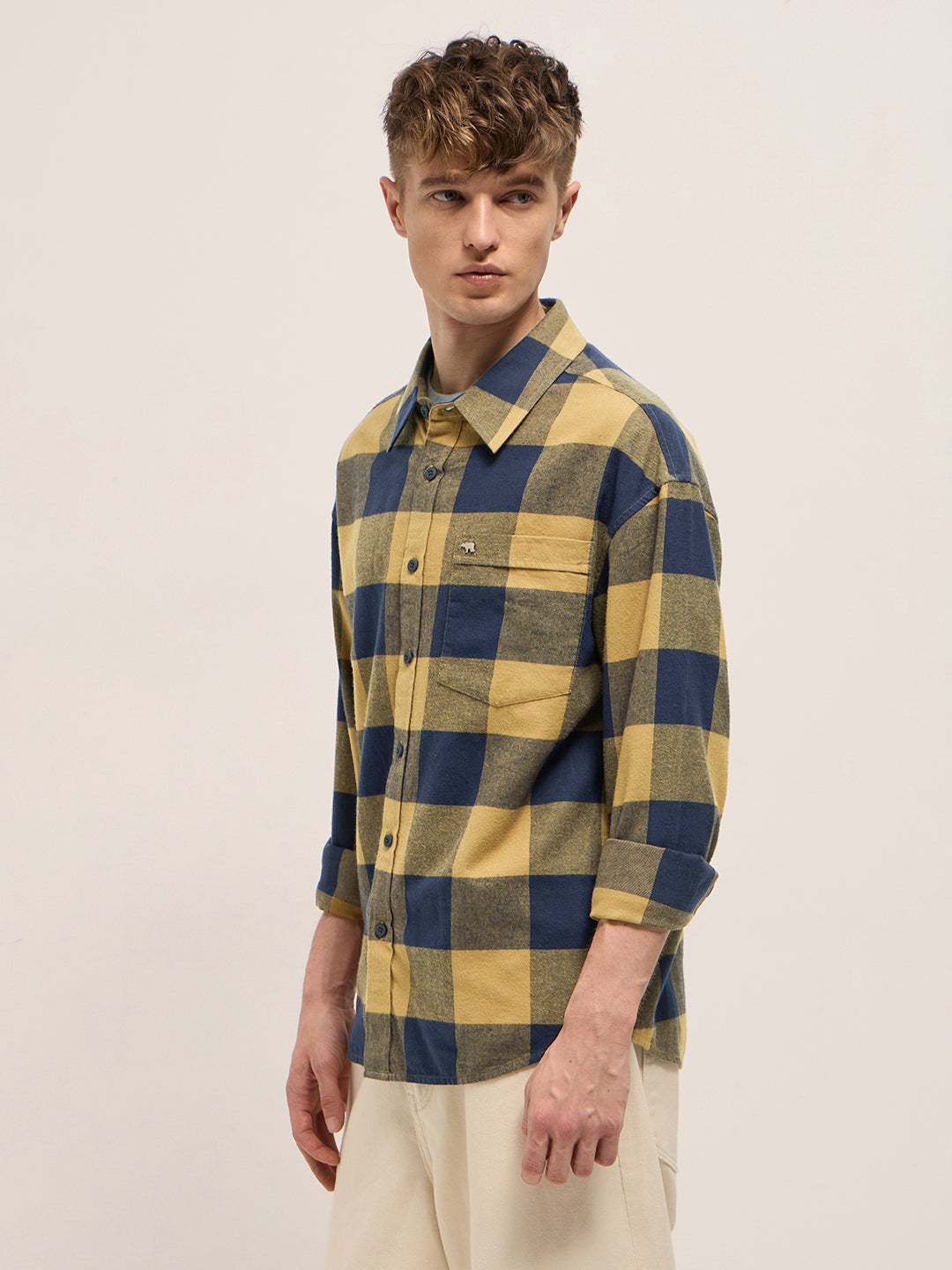Men Yellow Relax Fit Overshirt