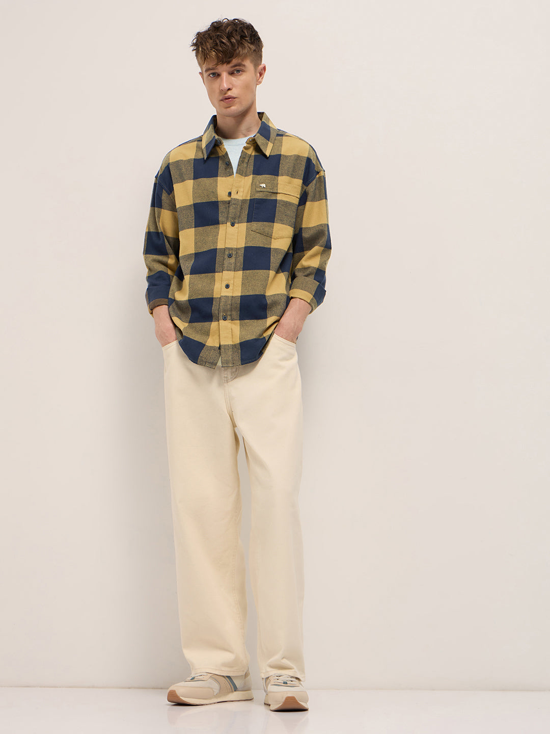 Men Yellow Relax Fit Overshirt