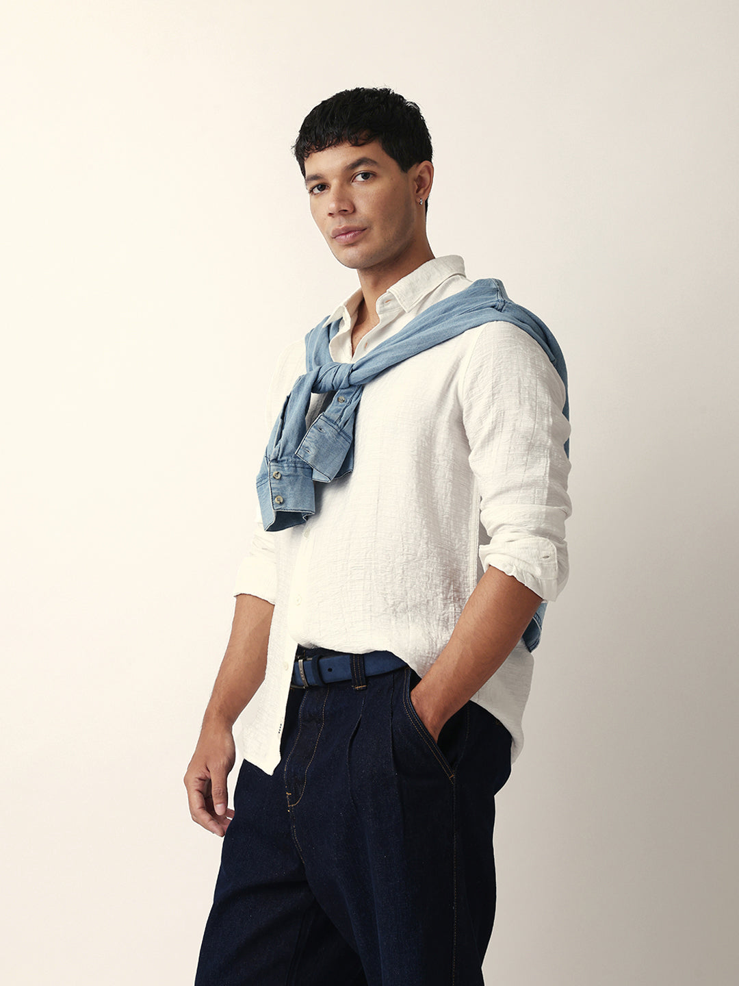 Men White Casual Shirt
