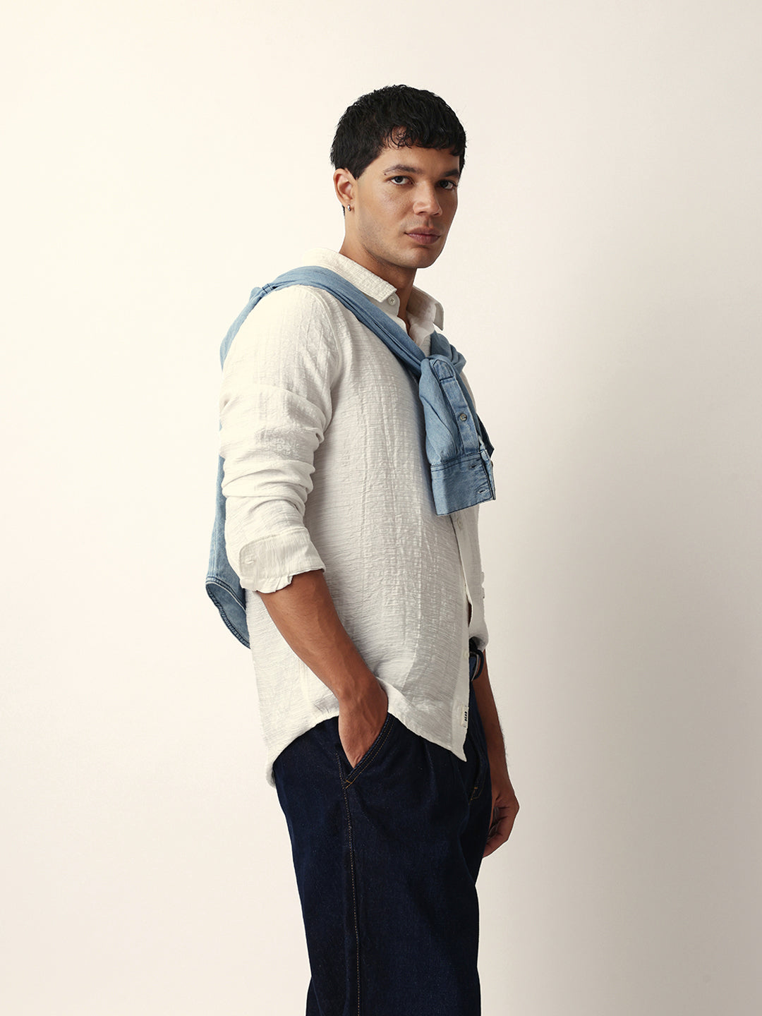 Men White Casual Shirt