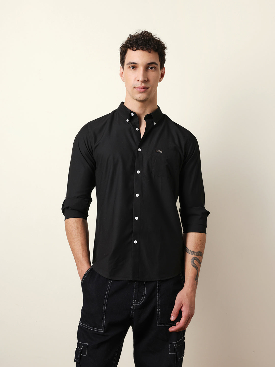 Men Solid Casual Full-Sleeve Shirt