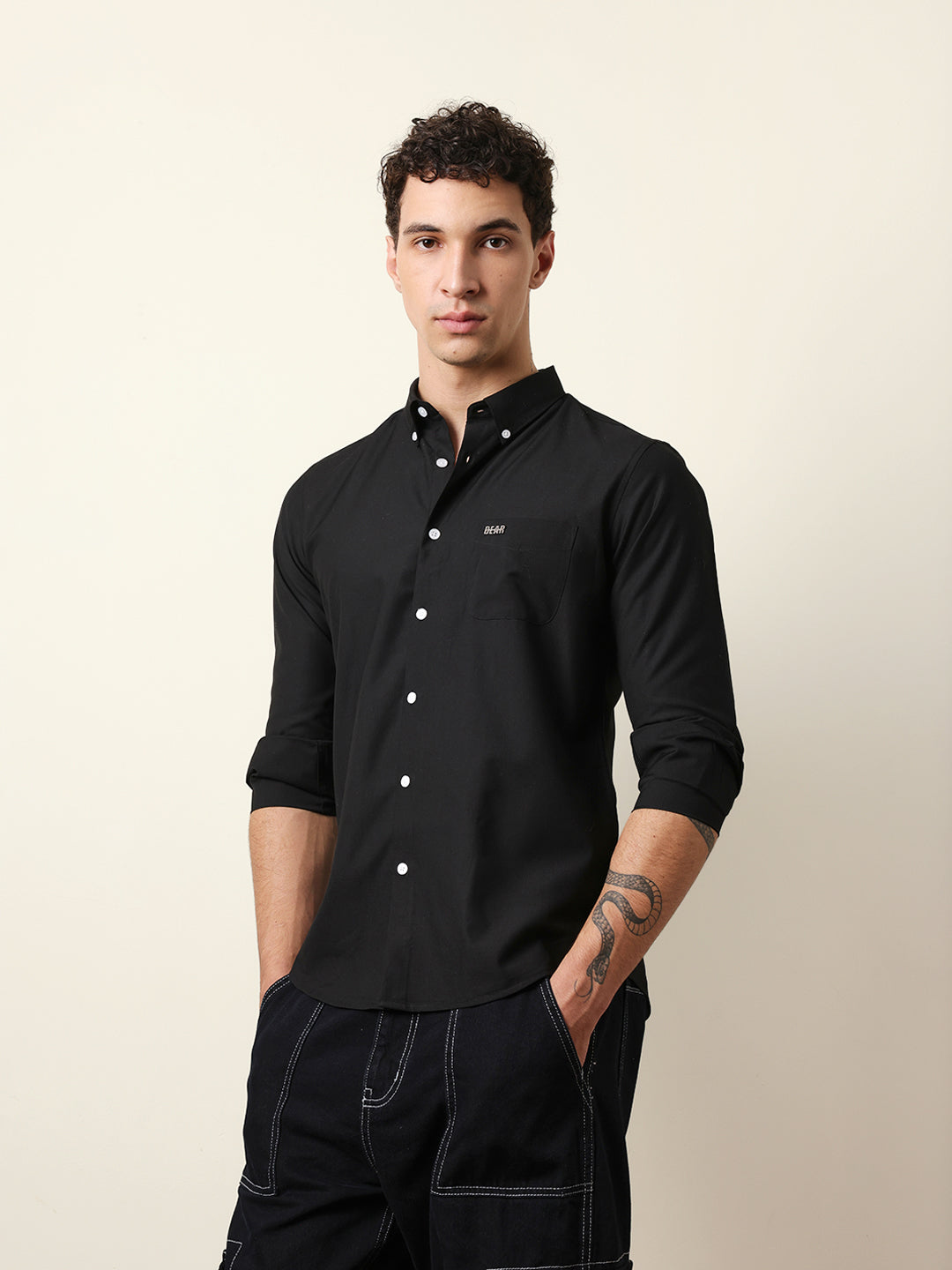 Men Solid Casual Full-Sleeve Shirt