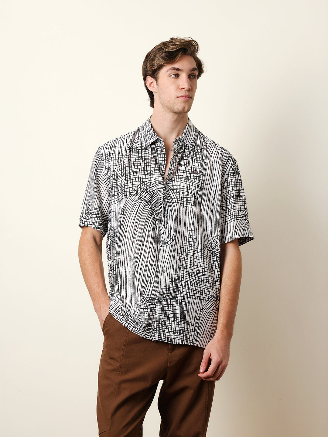 Men Printed Casual Half-Sleeve Shirt
