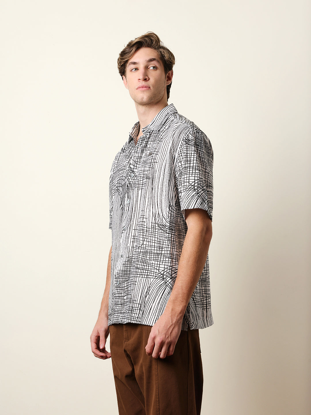 Men Printed Casual Half-Sleeve Shirt