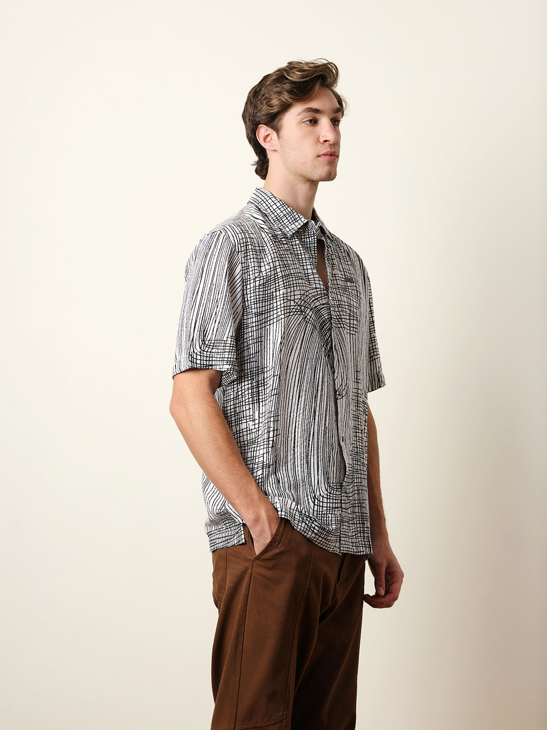 Men Printed Casual Half-Sleeve Shirt