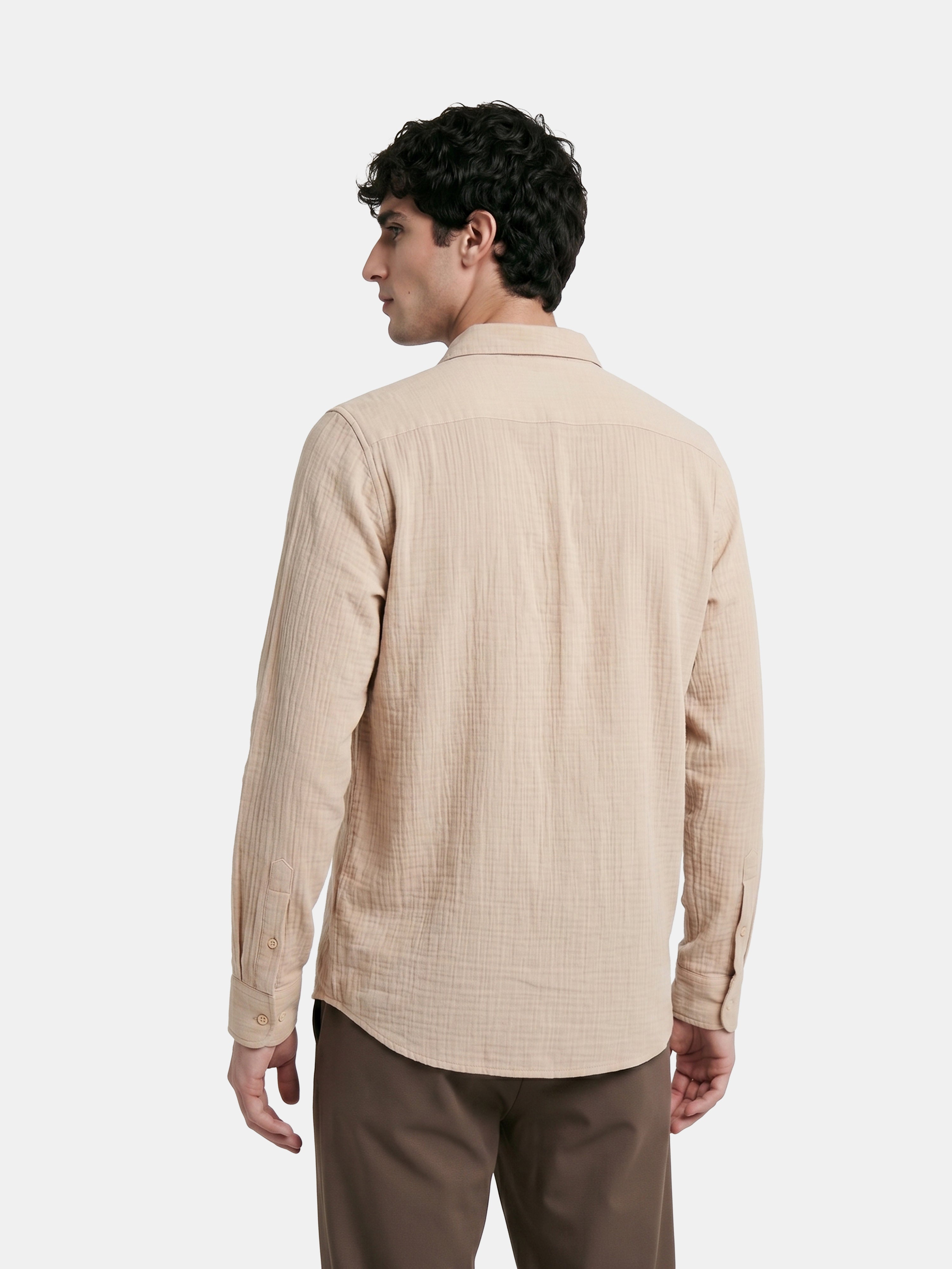 Men Cream Cotton Shirt
