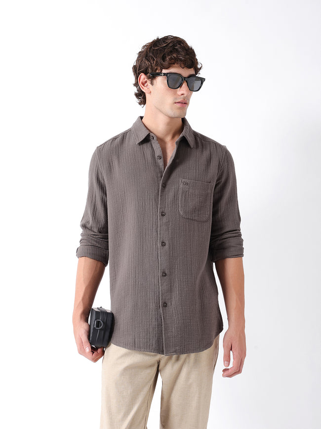 Men Grey Casual Shirt