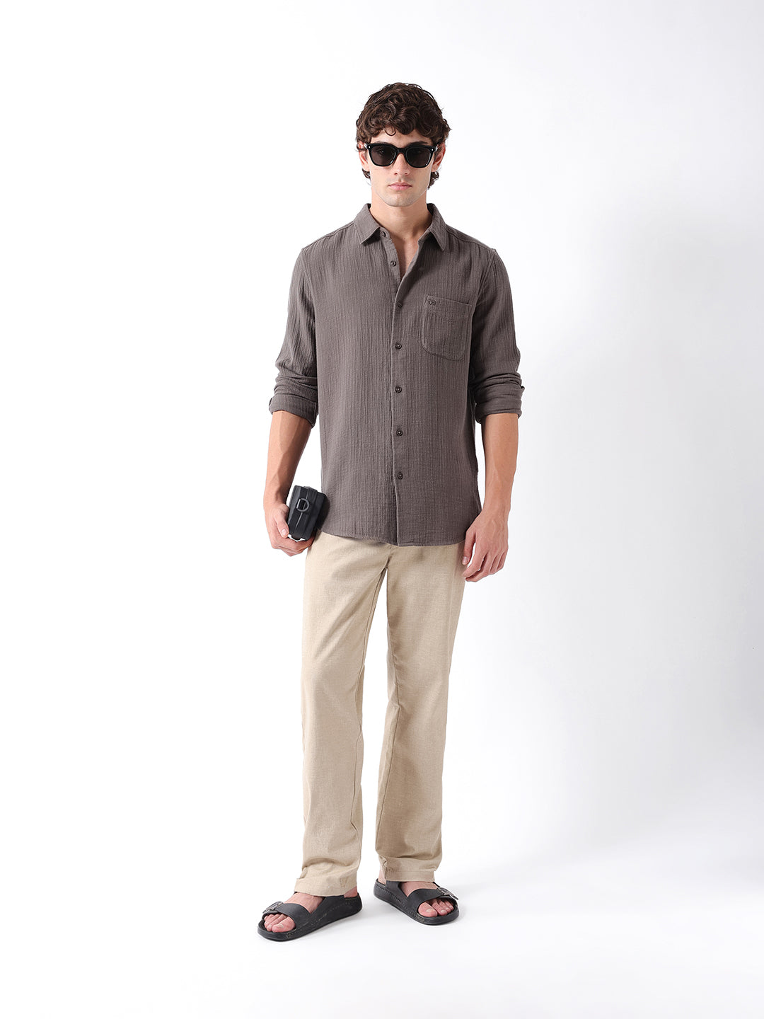 Men Grey Casual Shirt