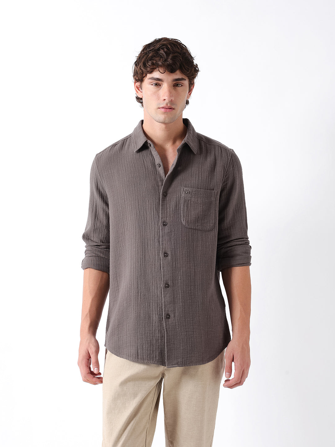 Men Grey Casual Shirt