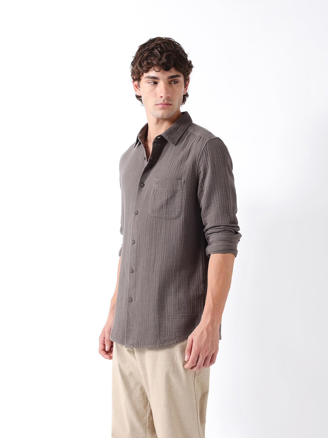 Men Grey Casual Shirt